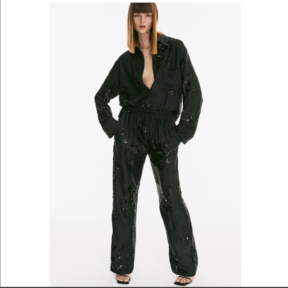 NWT_ZARA FW21 WOMAN SEQUINNED EMBROIDERED SET OF TOP+PANT_XS - Picture 9 of 11